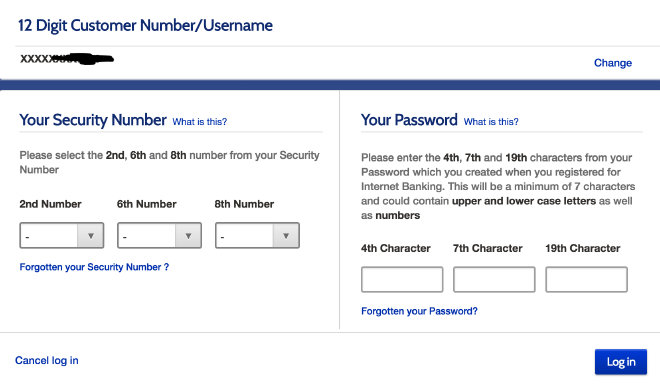 Metro Bank Login Screen